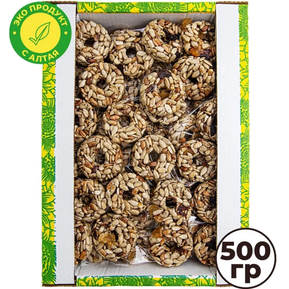 Козинаки из подсолнечника с медом и сухофруктами "Зачетные" 500г в Губкине