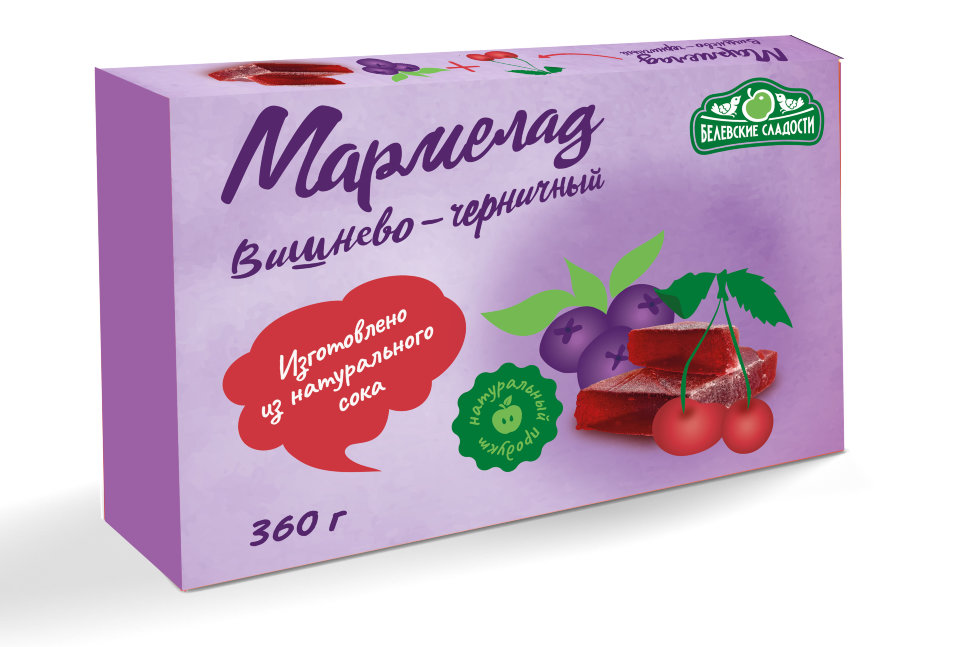  Мармелад  "Вишнево-черничный" белевский 360г   в Губкине