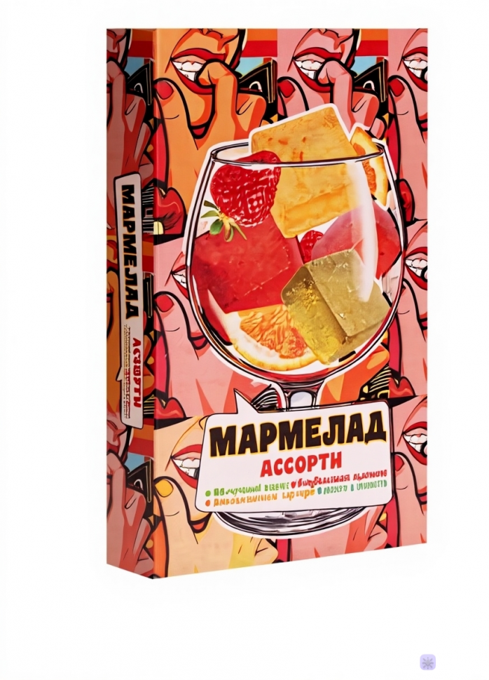  Мармелад АлкоАссорти(яблочный виски, клубничный просекко, апельсиновый вермут, лайм текила) 110г в Губкине