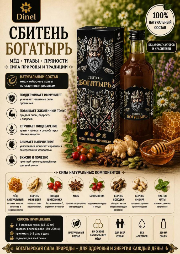  Сбитень Богатырь, 250мл  в Губкине