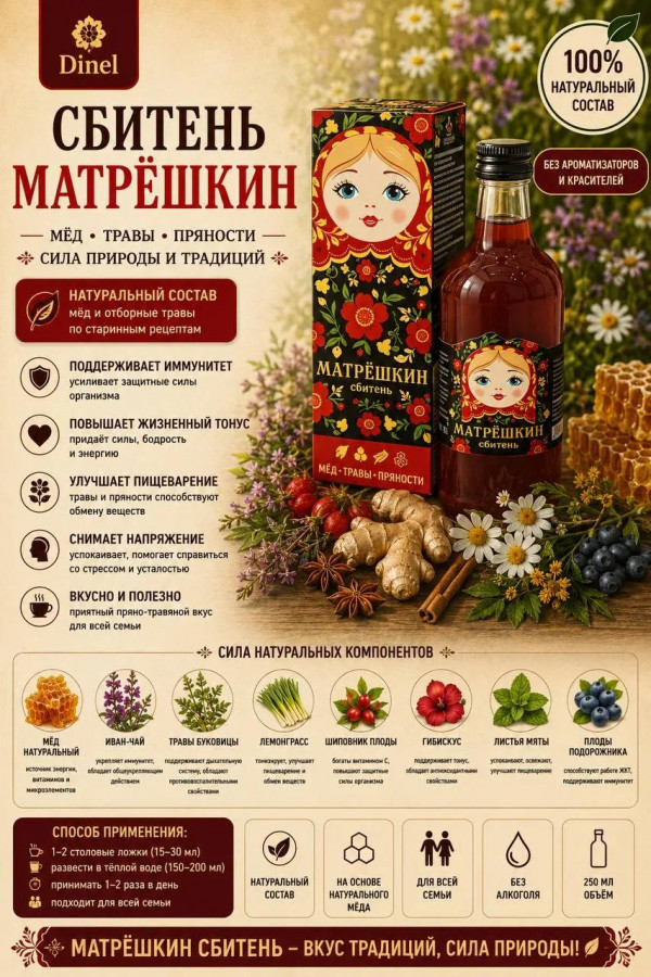 №2 Сбитень Матрёшкин, 250мл  в Губкине