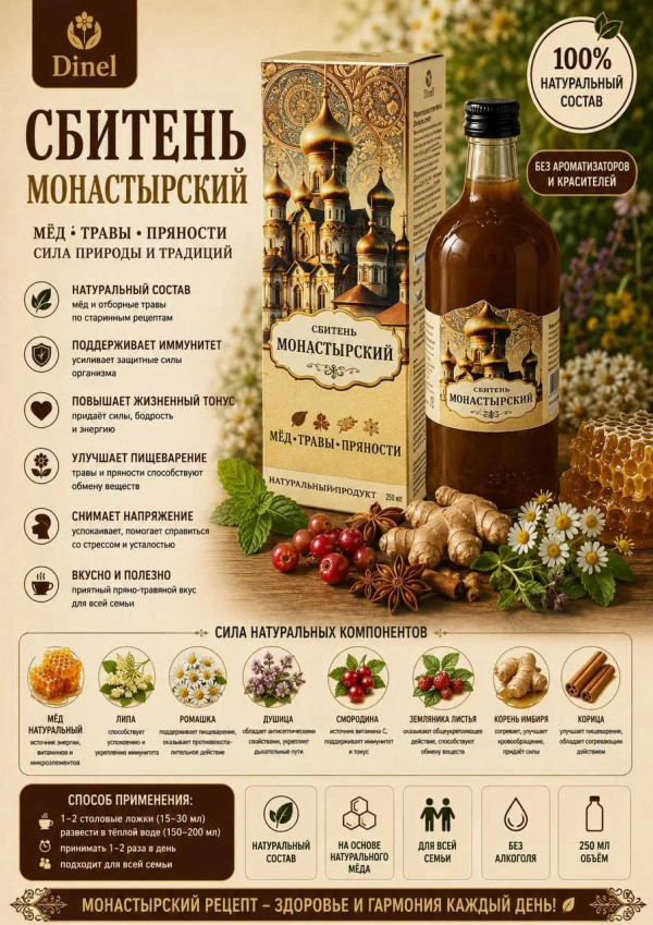 №2 Сбитень Монастырский, 250мл  в Губкине